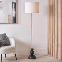 Pacific Lifestyle Vala White Textured Fabric Shade Graphite Metal Ball Floor Lamp - Size: 160 x 40 x 40cm - Grey - Wilko - thumbnail 3