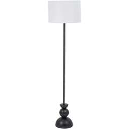 Pacific Lifestyle Vala White Textured Fabric Shade Graphite Metal Ball Floor Lamp - Size: 160 x 40 x 40cm - Grey - Wilko