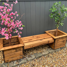 Charles Taylor Knights Single Seater Planter Bench - Size: 40 x 125 x 47.5cm - Brown - Wilko - thumbnail 5