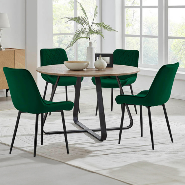 Furniturebox Fira Cesano 4 Seater Round Dining Set Green - Wilko - image 1