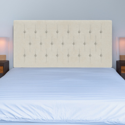 Bedmaster Double Cream Naples Velvet Lona Buttoned Headboard - Wilko - thumbnail 1