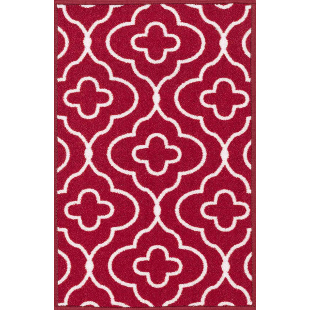 Desire Rugs Havana Red Quatrefoil Anti Slip Door Mat 220 x 67cm - Size: 67 x 220cm - Wilko - image 1