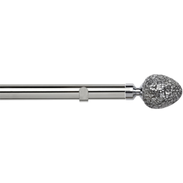 New Edge Blinds 350cm Fixed Length Chrome Eyelet Metal Curtain Pole Set with Alexia Finial - Wilko - image 1