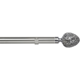 New Edge Blinds 350cm Fixed Length Chrome Eyelet Metal Curtain Pole Set with Alexia Finial - Wilko - thumbnail 1