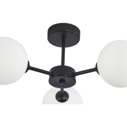 Contemporary Matte Black Ceiling Light with Opal White Globe Glass Shade - Size: 20 x 44 x 44cm - Happy Homewares - Wilko - thumbnail 6