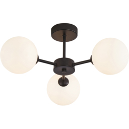 Contemporary Matte Black Ceiling Light with Opal White Globe Glass Shade - Size: 20 x 44 x 44cm - Happy Homewares - Wilko - thumbnail 5