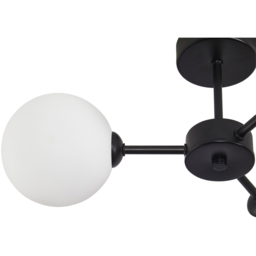 Contemporary Matte Black Ceiling Light with Opal White Globe Glass Shade - Size: 20 x 44 x 44cm - Happy Homewares - Wilko - thumbnail 7