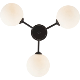 Contemporary Matte Black Ceiling Light with Opal White Globe Glass Shade - Size: 20 x 44 x 44cm - Happy Homewares - Wilko - thumbnail 4