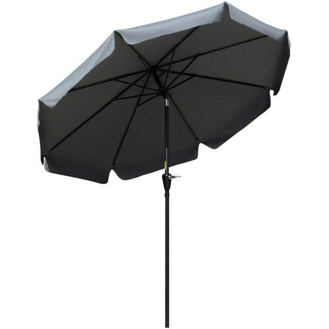 Outsunny Charcoal Grey Crank and Tilt Parasol with Ruffles 2.66m - Size: 3m - Wilko - image 1