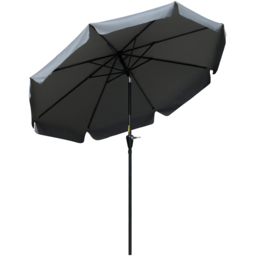 Outsunny Charcoal Grey Crank and Tilt Parasol with Ruffles 2.66m - Size: 3m - Wilko - thumbnail 1