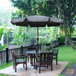 Outsunny Charcoal Grey Crank and Tilt Parasol with Ruffles 2.66m - Size: 3m - Wilko - thumbnail 3