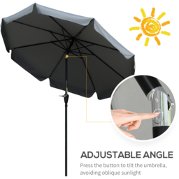 Outsunny Charcoal Grey Crank and Tilt Parasol with Ruffles 2.66m - Size: 3m - Wilko - thumbnail 5