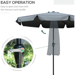 Outsunny Charcoal Grey Crank and Tilt Parasol with Ruffles 2.66m - Size: 3m - Wilko - thumbnail 6