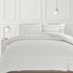 Velosso Super King Size White Saville Duvet Set - Wilko