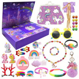 Jaoyeh Unicorn Christmas Advent Calendar - Size: 22 x 23 x 5.5cm - Purple - Wilko - thumbnail 1