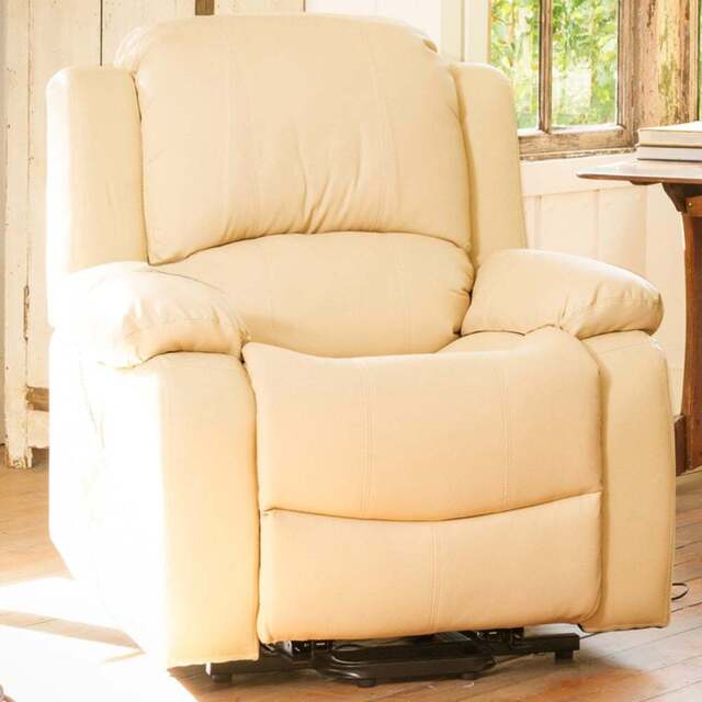 Glendale Single Seater Cream Bonded Leather Manual Recliner Sofa - Artemis Home - Wilko - image 1