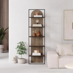 FWStyle Archy 5 Tier Dark Oak Dual Tone Bookcase Display Unit - Size: 5 Shelf - Brown - Wilko - thumbnail 4