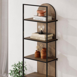 FWStyle Archy 5 Tier Dark Oak Dual Tone Bookcase Display Unit - Size: 5 Shelf - Brown - Wilko - thumbnail 5