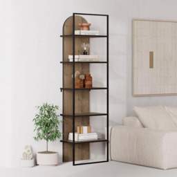 FWStyle Archy 5 Tier Dark Oak Dual Tone Bookcase Display Unit - Size: 5 Shelf - Brown - Wilko - thumbnail 7