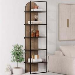 FWStyle Archy 5 Tier Dark Oak Dual Tone Bookcase Display Unit - Size: 5 Shelf - Brown - Wilko - thumbnail 1
