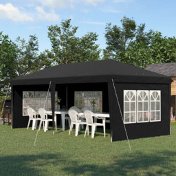 Outsunny 3 x 6m Black Pop Up Gazebo with Sidewalls - Size: 118 x 36 x 25cm - Wilko
