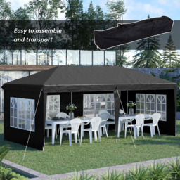 Outsunny 3 x 6m Black Pop Up Gazebo with Sidewalls - Size: 118 x 36 x 25cm - Wilko - thumbnail 5