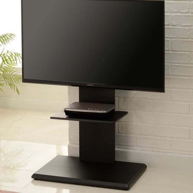 TTAP Single Shelf Black Floor Pedestal TV Stand with Swivel Mounting Bracket - Size: 131.5 x 64 x 40cm - Wilko - image 1
