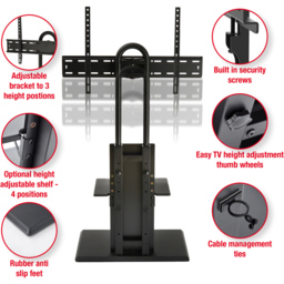 TTAP Single Shelf Black Floor Pedestal TV Stand with Swivel Mounting Bracket - Size: 131.5 x 64 x 40cm - Wilko - thumbnail 4