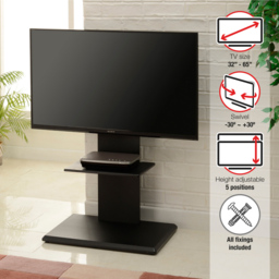 TTAP Single Shelf Black Floor Pedestal TV Stand with Swivel Mounting Bracket - Size: 131.5 x 64 x 40cm - Wilko - thumbnail 7