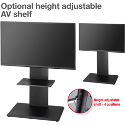 TTAP Single Shelf Black Floor Pedestal TV Stand with Swivel Mounting Bracket - Size: 131.5 x 64 x 40cm - Wilko - thumbnail 6
