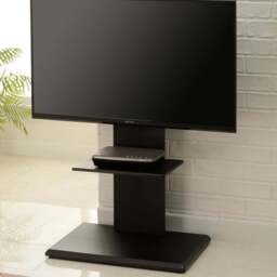 TTAP Single Shelf Black Floor Pedestal TV Stand with Swivel Mounting Bracket - Size: 131.5 x 64 x 40cm - Wilko