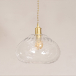 ValueLights Corinne Clear Glass Spiral Twill Bulbous Pendant Lamp Shade - Size: 20.3 x 31.5 x 31.5cm - White - Wilko - thumbnail 4