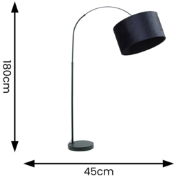 ValueLights Louis Navy Blue Velvet Drum Shade Black Curved LED Floor Lamp - Size: 180 x 45 x 105cm - Wilko - thumbnail 5