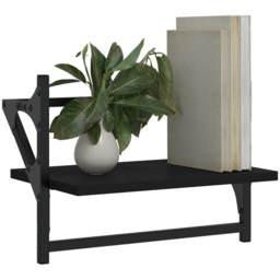 vidaXL 40cm Set of 2 Black Floating Wall Shelf with Bar - Size: 30 x 40 x 25cm - Wilko - thumbnail 7