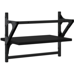 vidaXL 40cm Set of 2 Black Floating Wall Shelf with Bar - Size: 30 x 40 x 25cm - Wilko - thumbnail 4