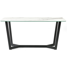 Julian Bowen Olympus Brooklyn and Marble Effect 6 Seater Dining Set White and Charcoal - Wilko - thumbnail 4