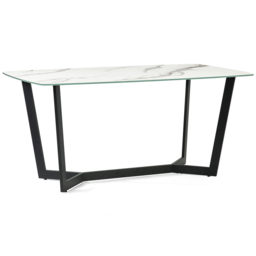 Julian Bowen Olympus Brooklyn and Marble Effect 6 Seater Dining Set White and Charcoal - Wilko - thumbnail 3