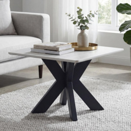 wilko Verona Ceramic Side Table - Size: 45 x 50 x 50cm - Ivory - Shankar