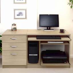 R White Cabinets 2 Drawer Single Cabinet Set-06 Computer Desk Brown - Size: 72.8 x 132.9 x 54cm - Wilko