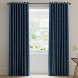 V&A Silk Road Paisley Blue Lined Blackout Pencil Pleat Curtains 229 x 183cm - Size: W 228 x D 183cm - Wilko