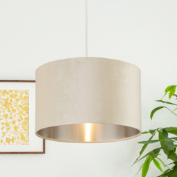 Lighting Collection Cream Silver Inner Velvet Drum Shade 40cm - Size: 24 x 40 x 40cm - Wilko - thumbnail 3