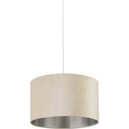 Lighting Collection Cream Silver Inner Velvet Drum Shade 40cm - Size: 24 x 40 x 40cm - Wilko