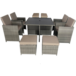 Furniture One 8 Seater Rattan Cube Garden Dining Set - Grey - Wilko - thumbnail 3