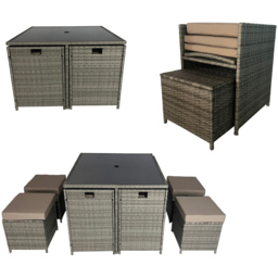 Furniture One 8 Seater Rattan Cube Garden Dining Set - Grey - Wilko - thumbnail 5