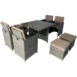 Furniture One 8 Seater Rattan Cube Garden Dining Set - Grey - Wilko - thumbnail 4