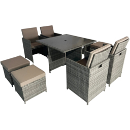 Furniture One 8 Seater Rattan Cube Garden Dining Set - Grey - Wilko - thumbnail 6