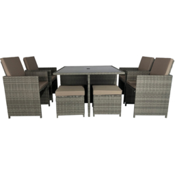 Furniture One 8 Seater Rattan Cube Garden Dining Set - Grey - Wilko - thumbnail 7