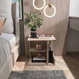 Decorotika Karamira 3 Shelf Cottonbeige Bedside Table - Cream - Wilko - thumbnail 7