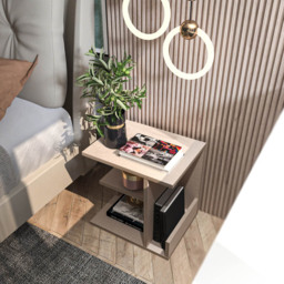 Decorotika Karamira 3 Shelf Cottonbeige Bedside Table - Cream - Wilko - thumbnail 4