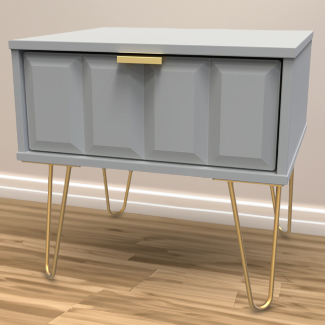 Crowndale Cube Single Drawer Dusk Grey Bedside Table - Wilko - image 1